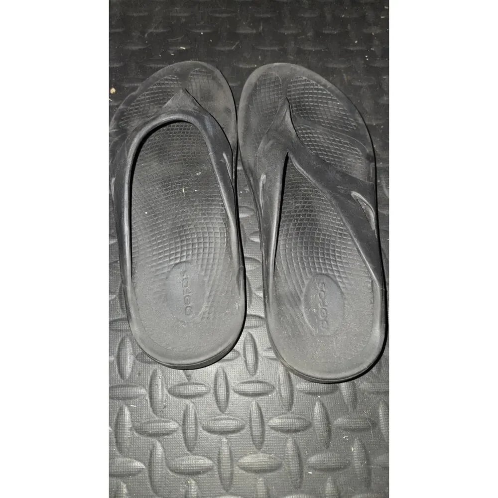 OOFOS Original Mens 8 Women's 10 Recovery Black Thong Flip Flop Sandals Shoes